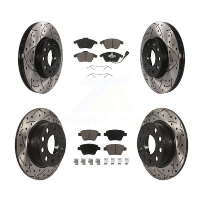 [Avant + Arrière] Kit de disque (percé rainuré revêtu) et plaquette (céramique) de frein pour 2013 Volkswagen Beetle 2.5L avec 253mm Diameter Rotor KDC-100299