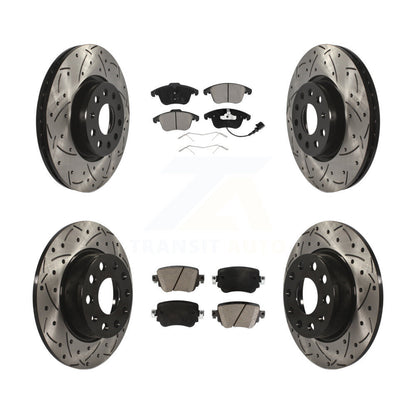[Avant + Arrière] Kit de disque (percé rainuré revêtu) et plaquette (céramique) de frein pour Volkswagen Passat KDC-100300