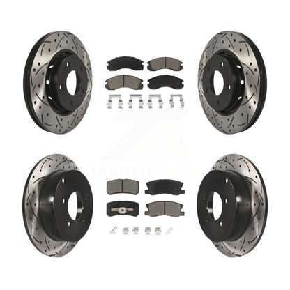 [Avant + Arrière] Kit de disque (percé rainuré revêtu) et plaquette (céramique) de frein pour Mitsubishi Lancer KDC-100303