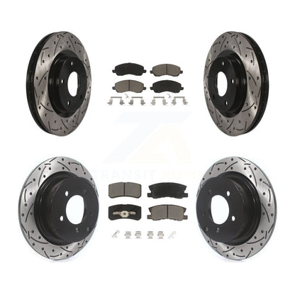 [Avant + Arrière] Kit de disque (percé rainuré revêtu) et plaquette (céramique) de frein pour Jeep Patriot Compass Chrysler Dodge Avenger Sebring Mitsubishi Lancer 200 Outlander Sport RVR KDC-100304