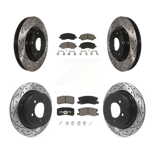 [Avant + Arrière] Kit de disque (percé rainuré revêtu) et plaquette (céramique) de frein pour Jeep Patriot Compass Chrysler Dodge Avenger Sebring Mitsubishi Lancer 200 Outlander Sport RVR KDC-100304
