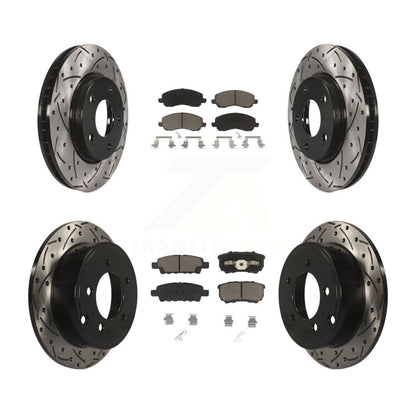 [Avant + Arrière] Kit de disque (percé rainuré revêtu) et plaquette (céramique) de frein pour Mitsubishi Lancer KDC-100305