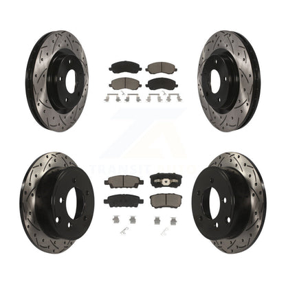 [Avant + Arrière] Kit de disque (percé rainuré revêtu) et plaquette (céramique) de frein pour Jeep Patriot Dodge Compass Caliber Chrysler Avenger Sebring 200 KDC-100306