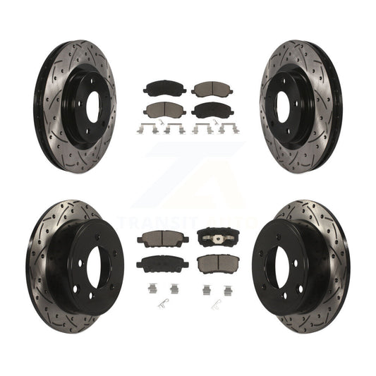 [Avant + Arrière] Kit de disque (percé rainuré revêtu) et plaquette (céramique) de frein pour Jeep Patriot Dodge Compass Caliber Chrysler Avenger Sebring 200 KDC-100306