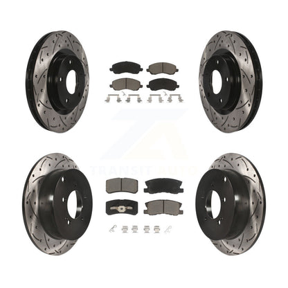 [Avant + Arrière] Kit de disque (percé rainuré revêtu) et plaquette (céramique) de frein pour Mitsubishi Outlander KDC-100307