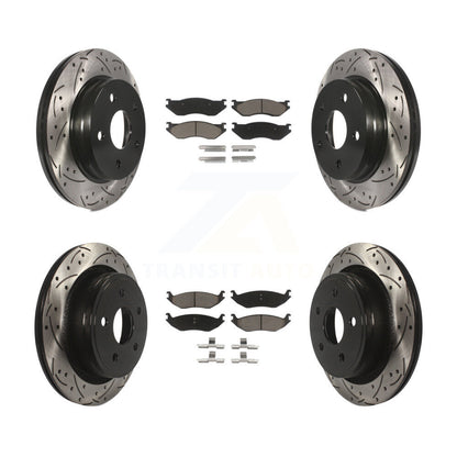 [Avant + Arrière] Kit de disque (percé rainuré revêtu) et plaquette (céramique) de frein pour Dodge Durango Ram 1500 KDC-100310