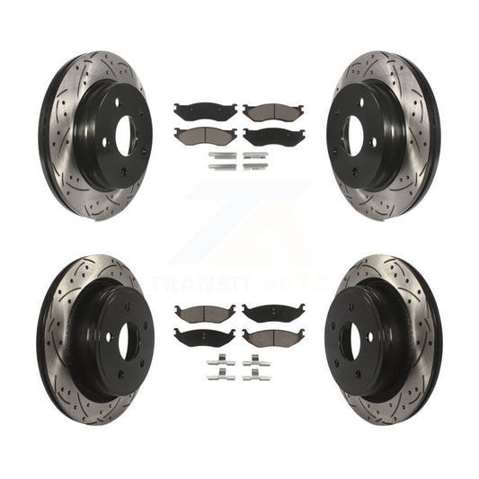 [Avant + Arrière] Kit de disque (percé rainuré revêtu) et plaquette (céramique) de frein pour Dodge Durango Ram 1500 KDC-100310