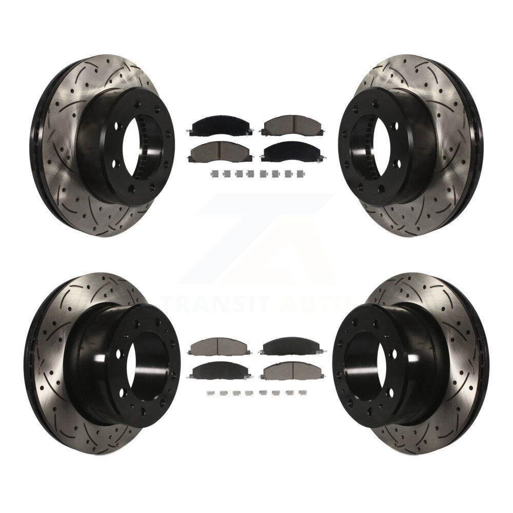 [Avant + Arrière] Kit de disque (percé rainuré revêtu) et plaquette (céramique) de frein pour Ram 2500 3500 1500 Dodge KDC-100311