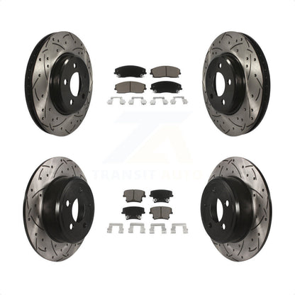 [Avant + Arrière] Kit de disque (percé rainuré revêtu) et plaquette (céramique) de frein pour Dodge Charger Chrysler 300 Challenger Magnum KDC-100312 par Transit Auto