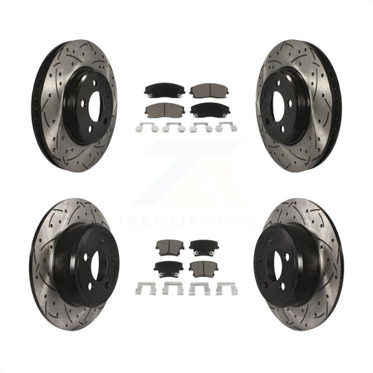 [Avant + Arrière] Kit de disque (percé rainuré revêtu) et plaquette (céramique) de frein pour Dodge Charger Chrysler 300 Challenger Magnum KDC-100312 par Transit Auto