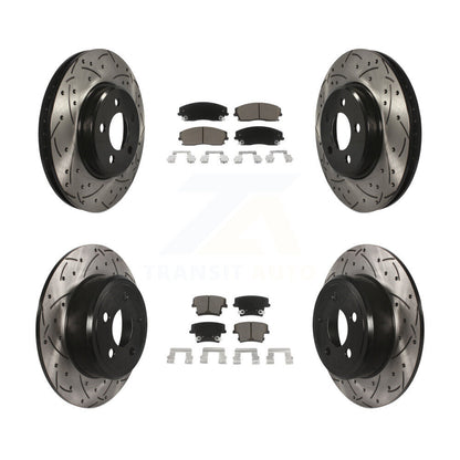[Avant + Arrière] Kit de disque (percé rainuré revêtu) et plaquette (céramique) de frein pour Dodge Charger Chrysler 300 Challenger Magnum KDC-100312