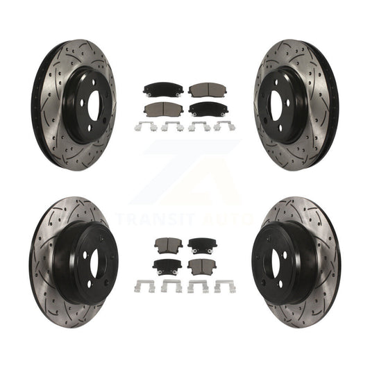 [Avant + Arrière] Kit de disque (percé rainuré revêtu) et plaquette (céramique) de frein pour Dodge Charger Chrysler 300 Challenger Magnum KDC-100312