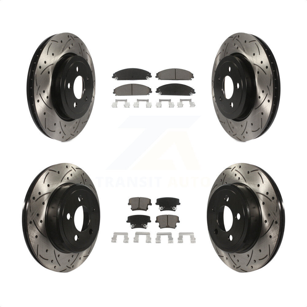 [Avant + Arrière] Kit de disque (percé rainuré revêtu) et plaquette (céramique) de frein pour Dodge Charger Chrysler 300 Challenger Magnum KDC-100313 par Transit Auto