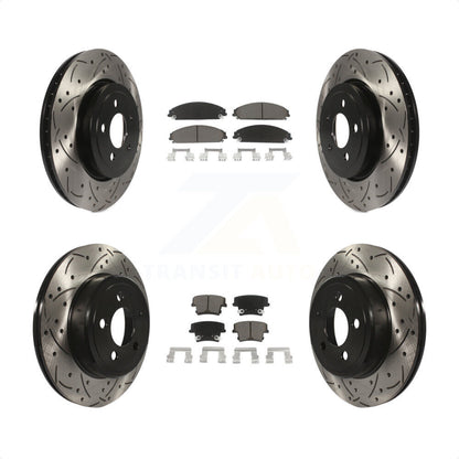 [Avant + Arrière] Kit de disque (percé rainuré revêtu) et plaquette (céramique) de frein pour Dodge Charger Chrysler 300 Challenger Magnum KDC-100313 par Transit Auto