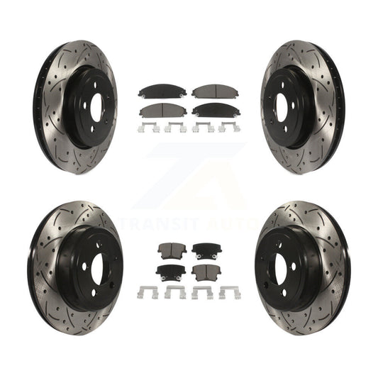 [Avant + Arrière] Kit de disque (percé rainuré revêtu) et plaquette (céramique) de frein pour Dodge Charger Chrysler 300 Challenger Magnum KDC-100313