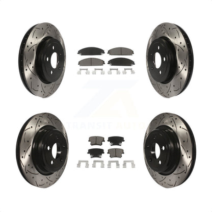[Avant + Arrière] Kit de disque (percé rainuré revêtu) et plaquette (céramique) de frein pour Dodge Charger avec Police Package KDC-100314 par Transit Auto