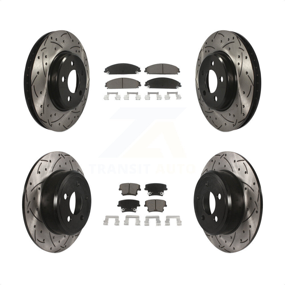 [Avant + Arrière] Kit de disque (percé rainuré revêtu) et plaquette (céramique) de frein pour 2019-2021 Chrysler 300 RWD avec 5.7L KDC-100315 par Transit Auto