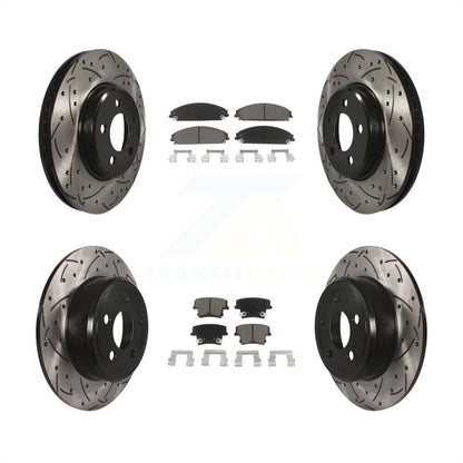 [Avant + Arrière] Kit de disque (percé rainuré revêtu) et plaquette (céramique) de frein pour 2019-2021 Chrysler 300 RWD avec 5.7L KDC-100315 par Transit Auto