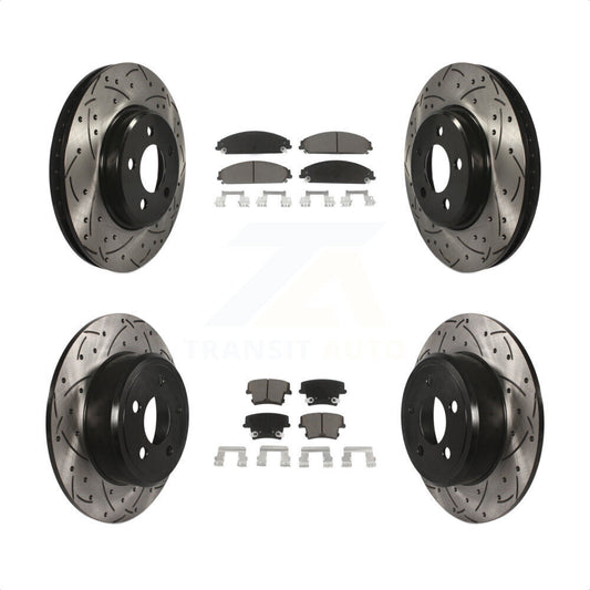 [Avant + Arrière] Kit de disque (percé rainuré revêtu) et plaquette (céramique) de frein pour 2019-2021 Chrysler 300 RWD avec 5.7L KDC-100315 par Transit Auto