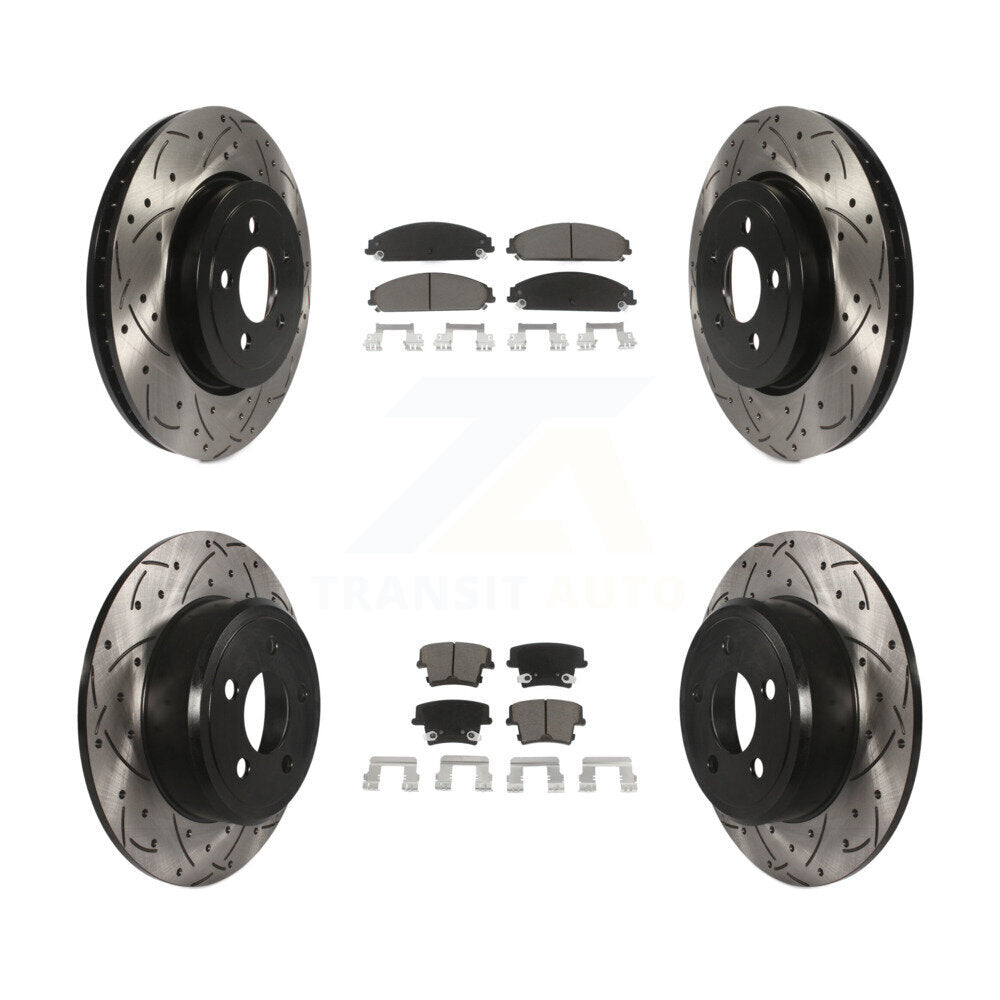 [Avant + Arrière] Kit de disque (percé rainuré revêtu) et plaquette (céramique) de frein pour 2005-2006 Chrysler 300 AWD avec 3.5L KDC-100316