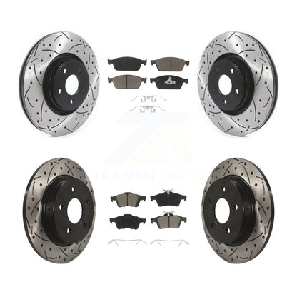 [Avant + Arrière] Kit de disque (percé rainuré revêtu) et plaquette (céramique) de frein pour Ford Focus ST KDC-100318