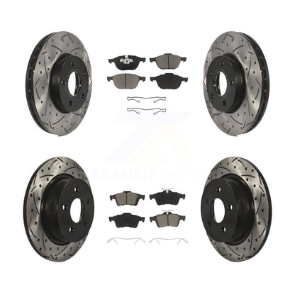 [Avant + Arrière] Kit de disque (percé rainuré revêtu) et plaquette (céramique) de frein pour Ford C-Max KDC-100320