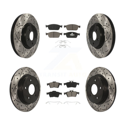 [Avant + Arrière] Kit de disque (percé rainuré revêtu) et plaquette (céramique) de frein pour Ford Focus ST KDC-100321