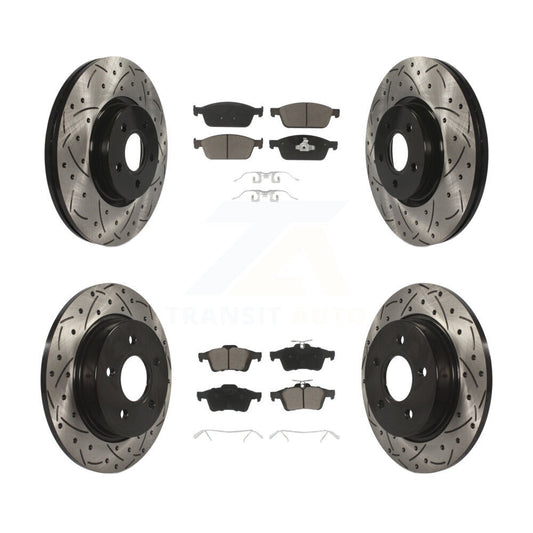 [Avant + Arrière] Kit de disque (percé rainuré revêtu) et plaquette (céramique) de frein pour Ford Focus ST KDC-100321