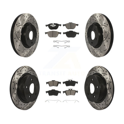 [Avant + Arrière] Kit de disque (percé rainuré revêtu) et plaquette (céramique) de frein pour 2014 Ford Connect 104.8" wheel base KDC-100323