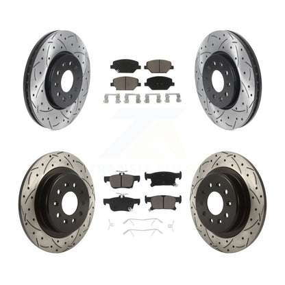 [Avant + Arrière] Kit de disque (percé rainuré revêtu) et plaquette (céramique) de frein pour 2016-2018 Buick Envision avec 315mm Diameter Rotor KDC-100324