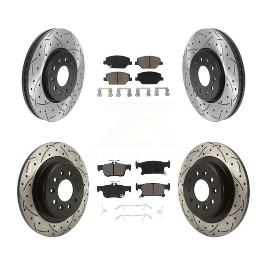 [Avant + Arrière] Kit de disque (percé rainuré revêtu) et plaquette (céramique) de frein pour 2016-2018 Buick Envision avec 315mm Diameter Rotor KDC-100324