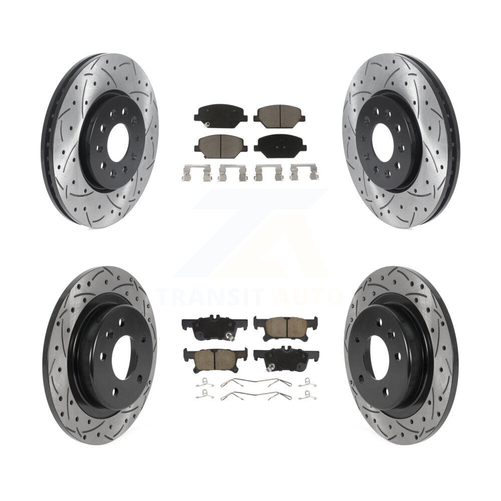[Avant + Arrière] Kit de disque (percé rainuré revêtu) et plaquette (céramique) de frein pour 2016-2018 Buick Envision avec 288mm Diameter Rotor KDC-100325