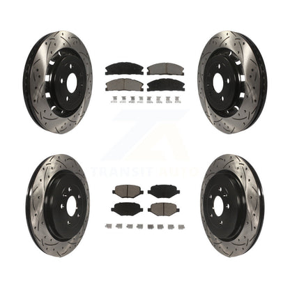 [Avant + Arrière] Kit de disque (percé rainuré revêtu) et plaquette (céramique) de frein pour Ford Explorer Police Interceptor Utility Lincoln MKS Flex Taurus MKT KDC-100326