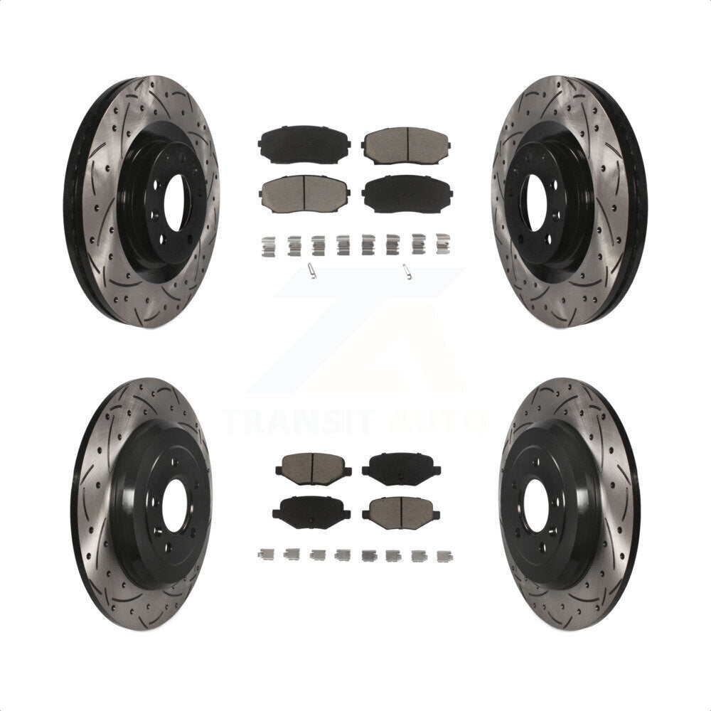 [Avant + Arrière] Kit de disque (percé rainuré revêtu) et plaquette (céramique) de frein pour Ford Edge Lincoln MKX KDC-100327 par Transit Auto
