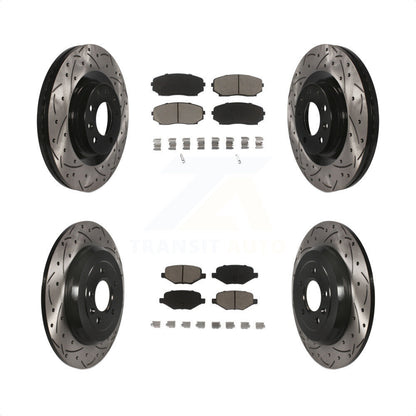 [Avant + Arrière] Kit de disque (percé rainuré revêtu) et plaquette (céramique) de frein pour Ford Edge Lincoln MKX KDC-100327 par Transit Auto