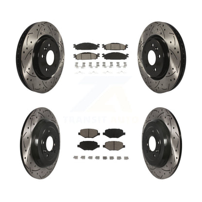 [Avant + Arrière] Kit de disque (percé rainuré revêtu) et plaquette (céramique) de frein pour Ford Explorer Taurus Flex Lincoln MKT MKS KDC-100328