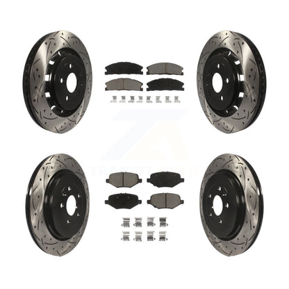 [Avant + Arrière] Kit de disque (percé rainuré revêtu) et plaquette (céramique) de frein pour Ford Explorer Taurus Flex Police Interceptor Sedan Lincoln MKS Special Service KDC-100329