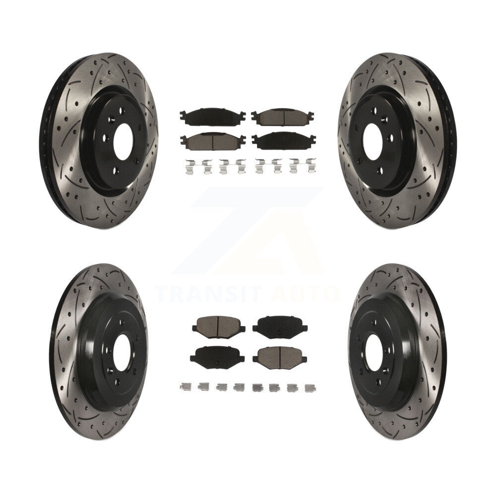 [Avant + Arrière] Kit de disque (percé rainuré revêtu) et plaquette (céramique) de frein pour 2009-2010 Lincoln MKS KDC-100331