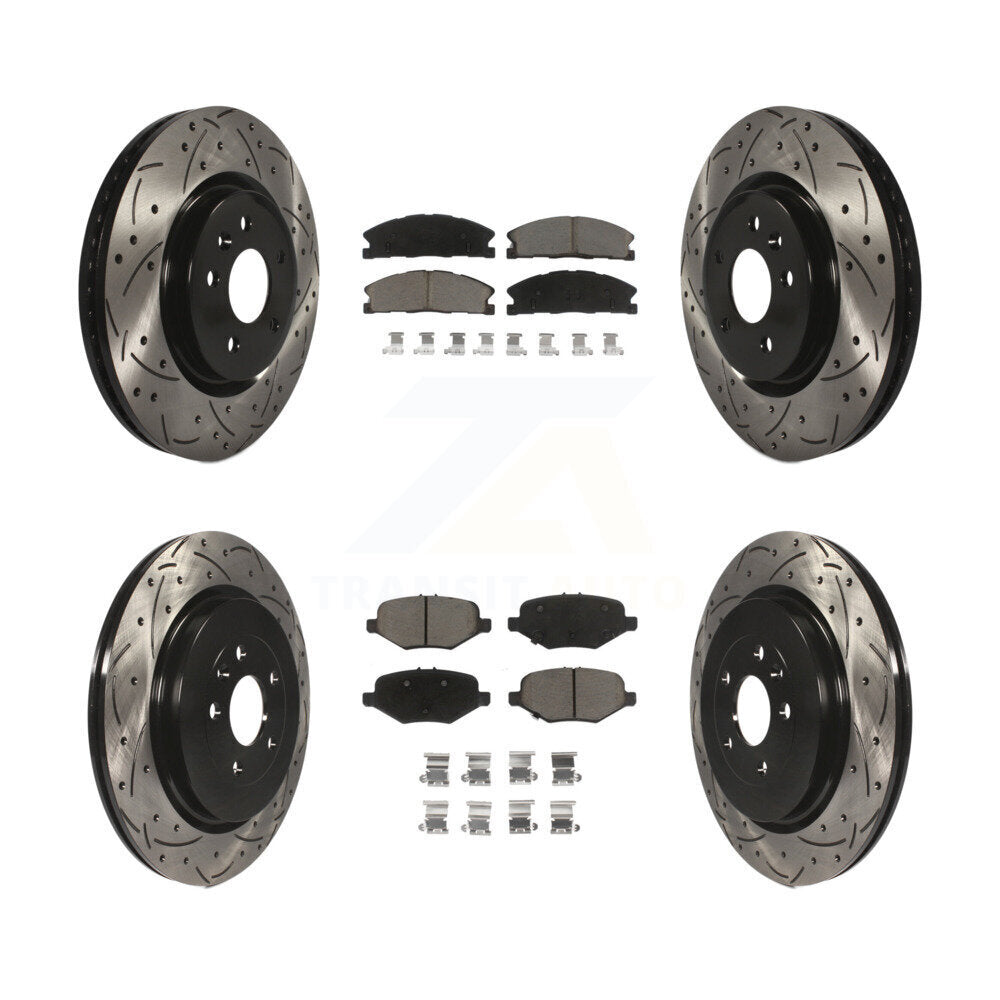 [Avant + Arrière] Kit de disque (percé rainuré revêtu) et plaquette (céramique) de frein pour 2013 Ford Explorer Sport avec Heavy Duty Brakes KDC-100332