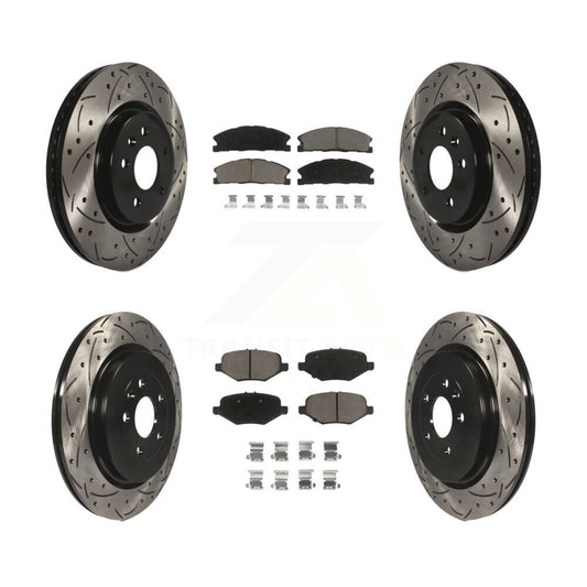 [Avant + Arrière] Kit de disque (percé rainuré revêtu) et plaquette (céramique) de frein pour 2013 Ford Explorer Sport avec Heavy Duty Brakes KDC-100332