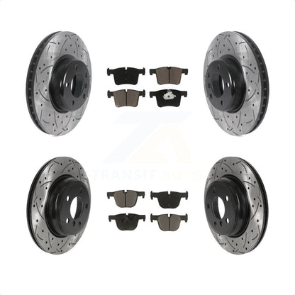 [Avant + Arrière] Kit de disque (percé rainuré revêtu) et plaquette (céramique) de frein pour BMW 435i 335i xDrive GT Gran Coupe sans Blue Painted Calipers KDC-100335 par Transit Auto