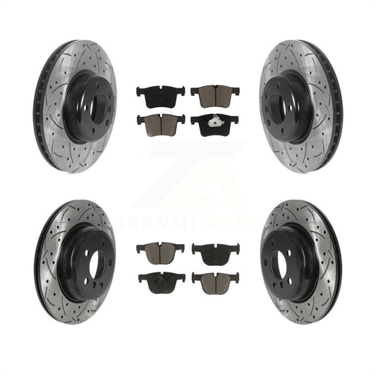 [Avant + Arrière] Kit de disque (percé rainuré revêtu) et plaquette (céramique) de frein pour BMW 435i 335i xDrive GT Gran Coupe sans Blue Painted Calipers KDC-100335 par Transit Auto