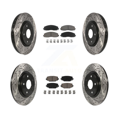 [Avant + Arrière] Kit de disque (percé rainuré revêtu) et plaquette (céramique) de frein pour Dodge Grand Caravan Journey Chrysler Town & Country Ram C/V Volkswagen Routan KDC-100338