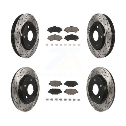 [Avant + Arrière] Kit de disque (percé rainuré revêtu) et plaquette (céramique) de frein pour Dodge Grand Caravan Chrysler Town & Country Journey Ram C/V Volkswagen Routan KDC-100339