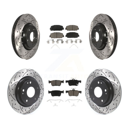 [Avant + Arrière] Kit de disque (percé rainuré revêtu) et plaquette (céramique) de frein pour Honda Civic KDC-100341