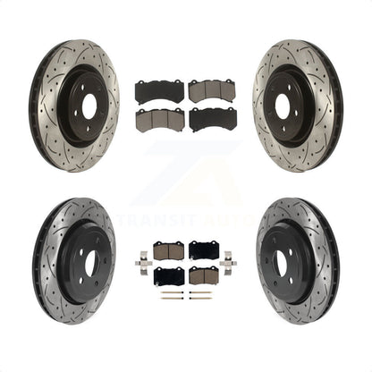 [Avant + Arrière] Kit de disque (percé rainuré revêtu) et plaquette (céramique) de frein pour Jeep Grand Cherokee Dodge Durango KDC-100343 par Transit Auto