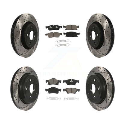 [Avant + Arrière] Kit de disque (percé rainuré revêtu) et plaquette (céramique) de frein pour Dodge Durango Jeep Grand Cherokee WK KDC-100344