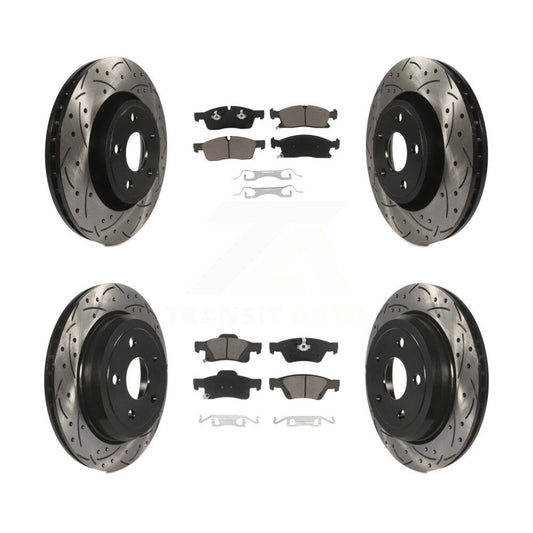 [Avant + Arrière] Kit de disque (percé rainuré revêtu) et plaquette (céramique) de frein pour Dodge Durango Jeep Grand Cherokee WK KDC-100344