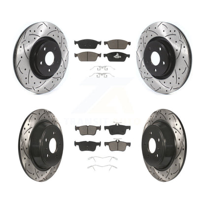 [Avant + Arrière] Kit de disque (percé rainuré revêtu) et plaquette (céramique) de frein pour Lincoln MKC KDC-100348