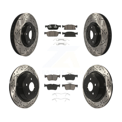 [Avant + Arrière] Kit de disque (percé rainuré revêtu) et plaquette (céramique) de frein pour Ford Edge KDC-100349